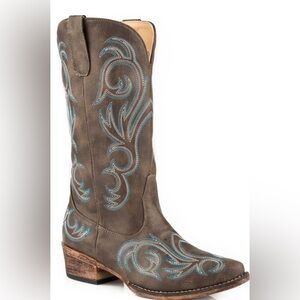 women’s roper brown riley vintage western boots snip toe